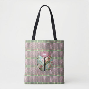 Ladybug victorian floral roses cute tote bag
