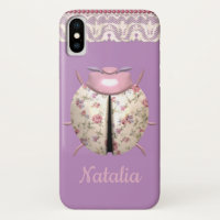 Ladybug violet and rose cute floral pink purple 