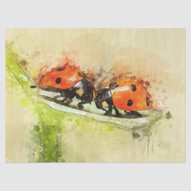 Ladybug Watercolor Decoupage Tissue Paper (Front)