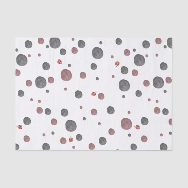 Ladybug Watercolor Dots Tissue Paper (Front)
