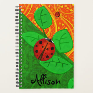 Ladybug Whimsey 3D Folk Art ADD YOUR NAME Planner