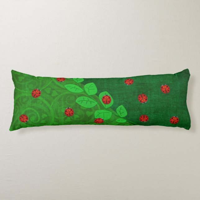 Ladybug Whimsey 3D Folk Art Body Cushion (Front)