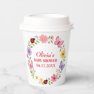 Ladybug Wildflower Baby Girl Shower Paper Cups