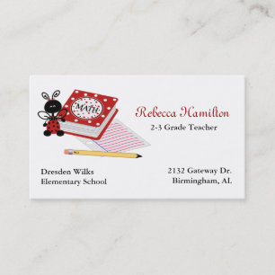 Ladybug with Book Teacher's Business Card