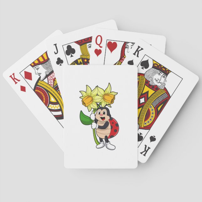 Ladybug with Flower Daffodil Playing Cards (Back)
