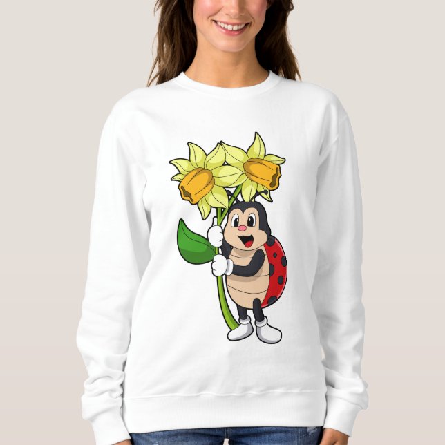 Ladybug with Flower Daffodil Sweatshirt (Front)