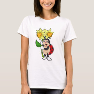 Ladybug with Flower Daffodil T-Shirt