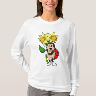 Ladybug with Flower Daffodil T-Shirt