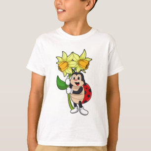 Ladybug with Flower Daffodil T-Shirt