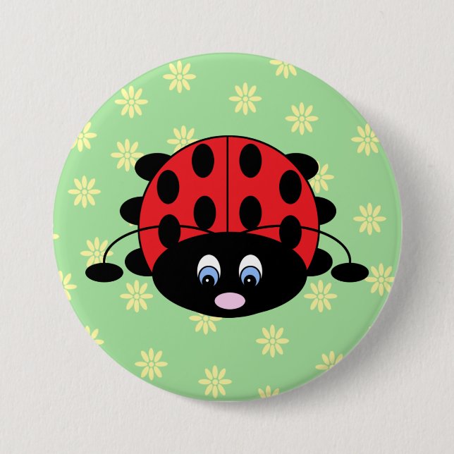 Ladybug with Flowers Button (Front)