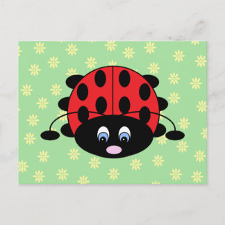 Ladybug with Flowers Postcard