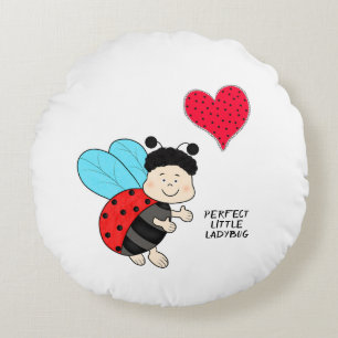 Ladybug with heart round cushion