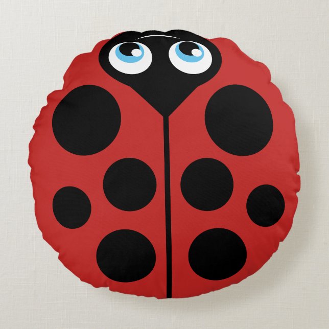 Ladybug with Personalised Message Template Round Cushion (Front)