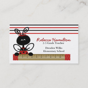 Ladybug with Ruler Teacher's Business Card