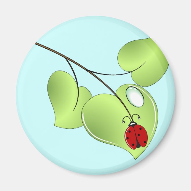 Ladybug with three leaves and a drop magnet (Front)