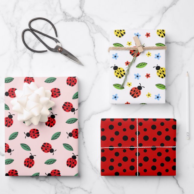 Ladybug Wrapping Paper, Insect Gift Wrap (Front)
