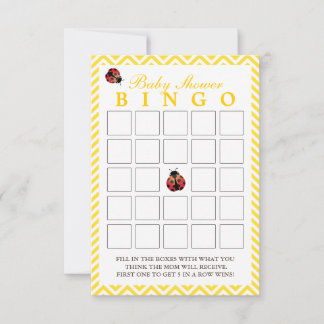 Ladybug Yellow Chevron Baby Shower Bingo Cards