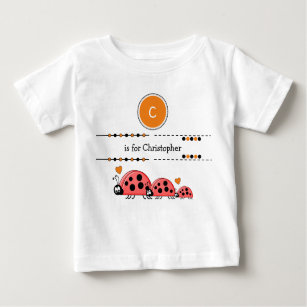Ladybugs add name black and orange baby T-Shirt