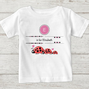 Ladybugs add name black and pink baby T-Shirt