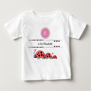 Ladybugs add name black and pink baby T-Shirt