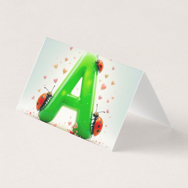 Ladybugs Alphabet A Kids Learning Card (Front)