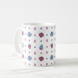ladybugs and berries pattern coffee mug