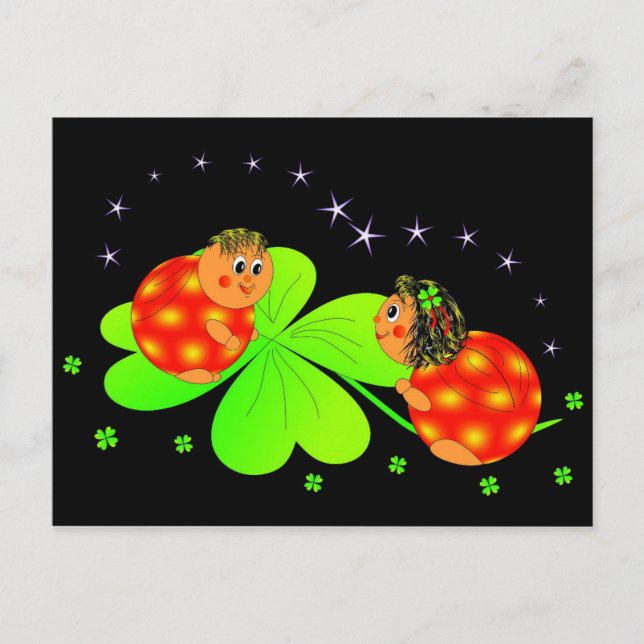 ladybugs and clovers postcard (Front)