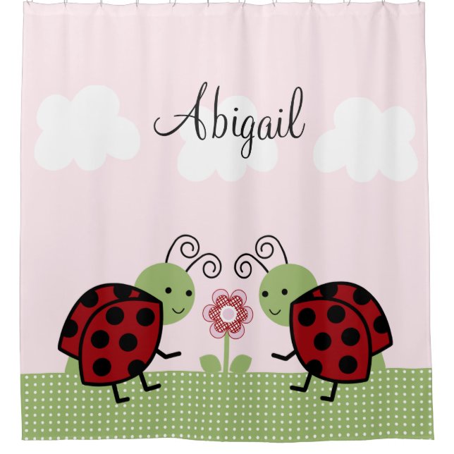 Ladybugs and Flower Girls Kid's Shower Curtain (Front)