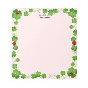 Ladybugs and Four_Leaf Clovers Simple Notepad
