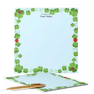 Ladybugs and Four_Leaf Clovers Simple Notepad