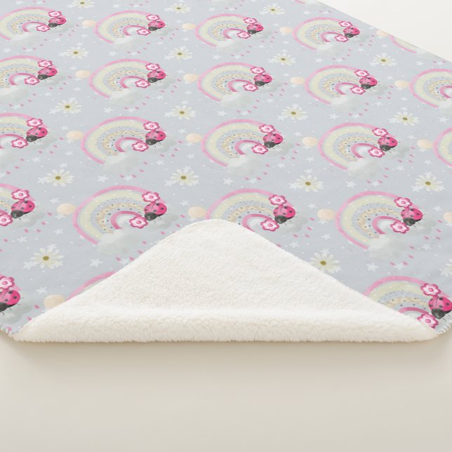 Ladybugs and Rainbows  Sherpa Blanket (3/4)