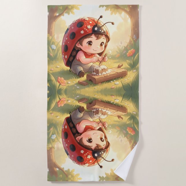 Ladybugs and the Hidden Nectar Kingdom Beach Towel (Front)