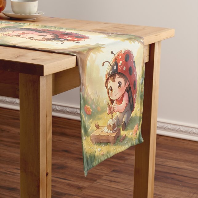 Ladybugs and the Hidden Nectar Kingdom Short Table Runner (In Situ)