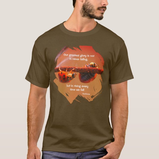 Ladybugs Attitude Inspirational Confucius Quote T-Shirt (Front)