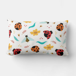 🌸 Ladybugs Bees Floral Cosy Home Style Decor 🌸 Lumbar Cushion