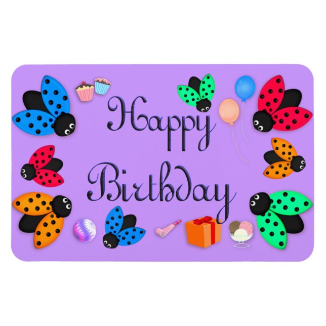 Ladybugs birthday magnet (Horizontal)