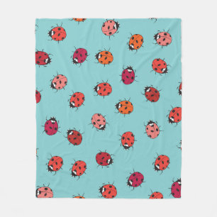 Ladybugs, blue background, charming seamless patte fleece blanket