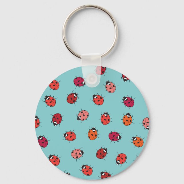 Ladybugs, blue background, charming seamless patte key ring (Front)