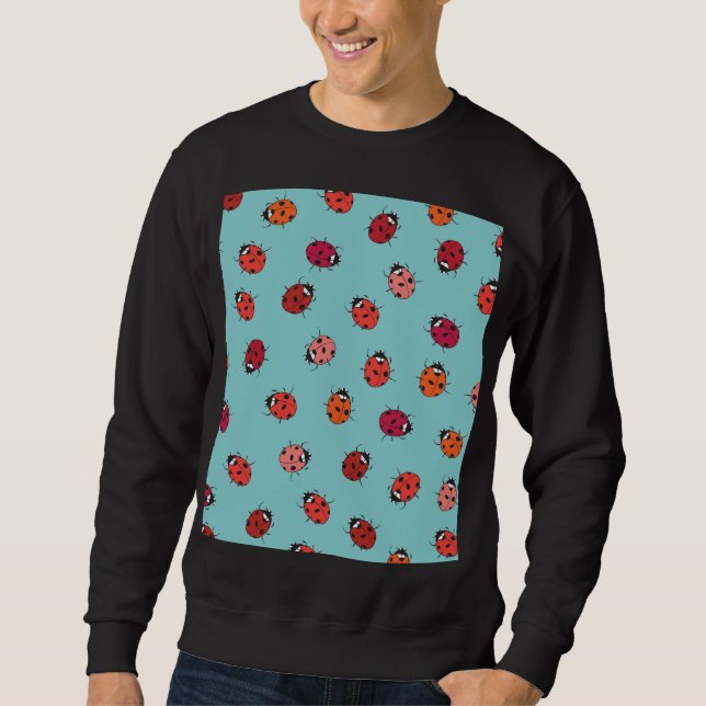Ladybugs, blue background, charming seamless patte sweatshirt (Front)