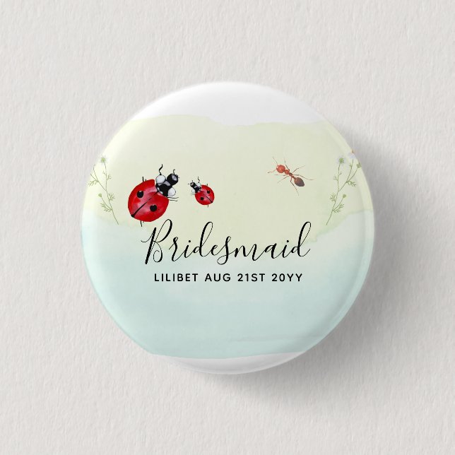 Ladybugs Bridal Party Gifts Bridesmaid Maid Honour 3 Cm Round Badge (Front)