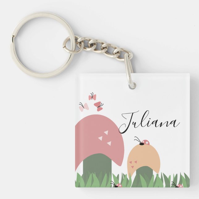 Ladybugs, Butterflies and Mushrooms Script Name  Key Ring (Front)