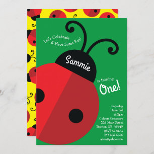 Ladybugs Colourful 1st Birthday Invitations