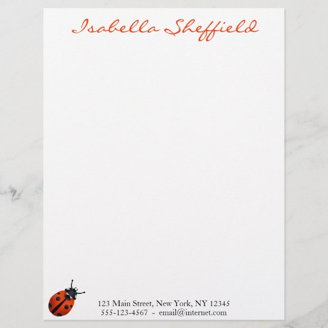 Ladybugs Custom Letterhead (Front)