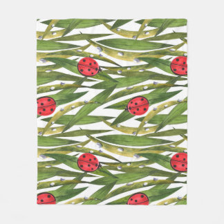 Ladybugs: daisy background watercolor pattern. fleece blanket