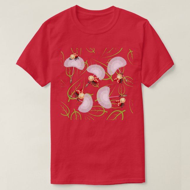 Ladybugs Flight among the Leaves T-Shirt (Design Front)