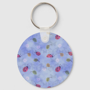 Ladybugs Flowers and Leaves Key Ring