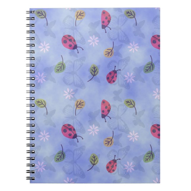 Ladybugs Flowers and Leaves Spiral Notebook (Front)