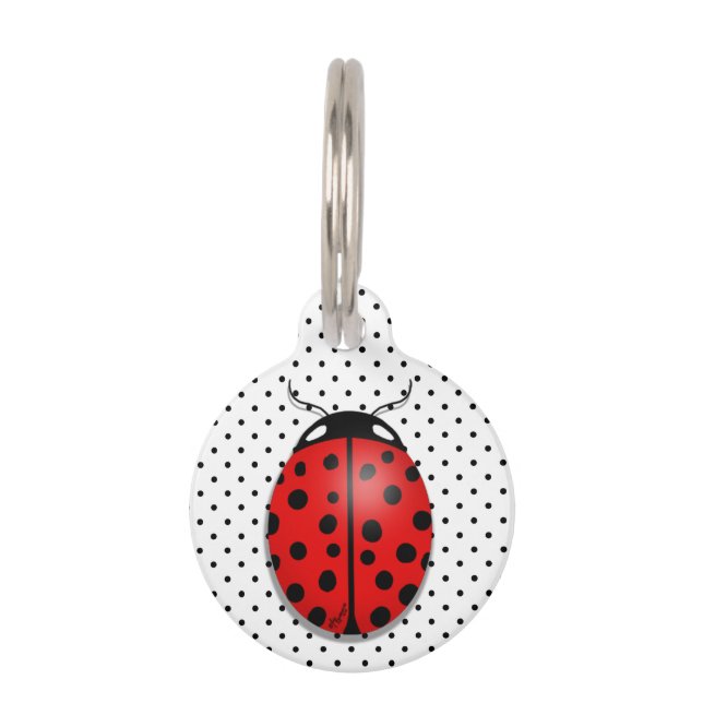 Ladybugs in red pet tag (Front)