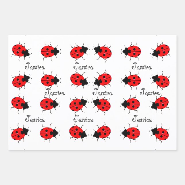 Ladybugs Individual Wrapping Paper Sheet Sets (Front)