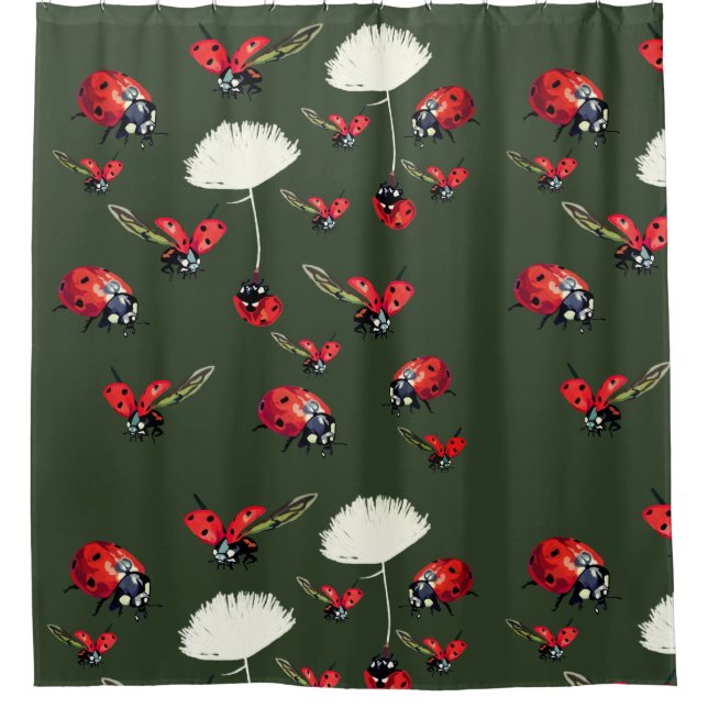 Ladybugs, Ladybirds Bugs Shower Curtain (Front)